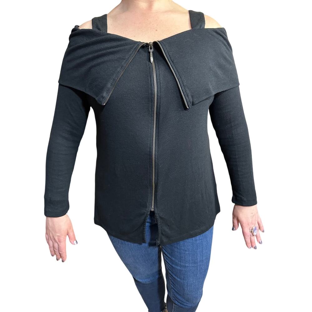 Soft Surroundings | Cold Shoulder Zip Front Blouse | Size Medium